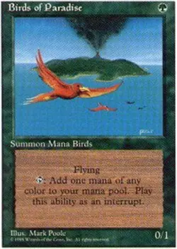 MTG Birds of Paradise, Heavy Play, English Fourth Edition - Image 1