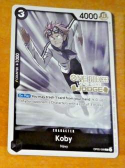 ONE PIECE ENGLISH CARD RARE JUDGE GAME CARTE PROMO HOLO OP02-098 KOBY EN NEUF - Image 1