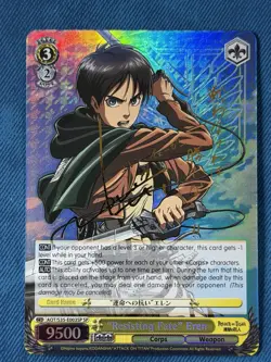 Signed Weiss Schwarz Attack on Titan AOT/S35-E003SP SP Eren Yeager FOIL - Image 1