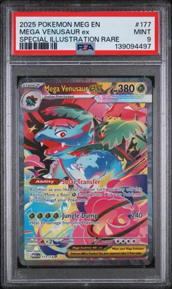 2025 POKEMON MEG EN-MEGA EVOLUTION #177 MEGA VENUSAUR EX PSA 9 MINT - Image 1