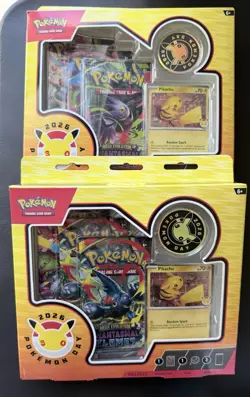 Pokemon TCG Phantasmal Flames Box Pikachu Promo Coin Boosters 2026 x2 - Image 1