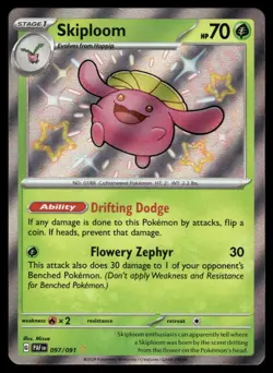 Pokemon Cards Skiploom 097/091 Paldean Fates Shiny Rare NM - Image 1