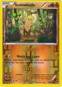 Sudowoodo 67/122 Breakpoint Reverse Holo Pokemon Card NM - Image 1