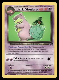 Pokemon Cards Dark Slowbro 29/82 UNLIMITED Team Rocket WOTC Rare LP - Image 1