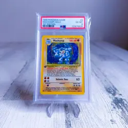 1999 POKEMON GAME 1ST ED #8 MACHAMP-HOLO PSA 6 - Image 1