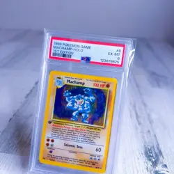 1999 POKEMON GAME 1ST ED #8 MACHAMP-HOLO PSA 6 - Image 2