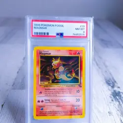 1999 POKEMON FOSSIL #39 MAGMAR PSA 8 - Image 2