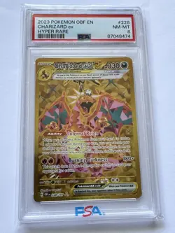 2023 Pokemon Charizard ex 228 Obsidian Flames Gold Secret Hyper Rare PSA 8 - Image 1