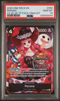 2025 ONE PIECE CHAMP 25-26 TOP PLAYER PACK FINALIST #092 PERONA PSA 10 - Image 1