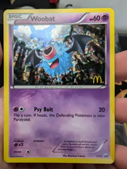 Woobat 7/12 - McDonald’s Pokemon Card - Pokemon 2012 - Image 1