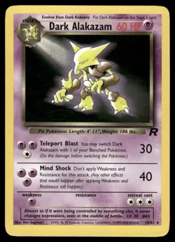 Pokemon Cards Dark Alakazam 18/82 UNLIMITED Team Rocket Rare LP - Image 1