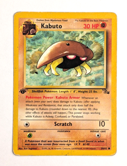 Pokemon TCG Kabuto 50/62 Normal 1st Edition Fossil - Image 1