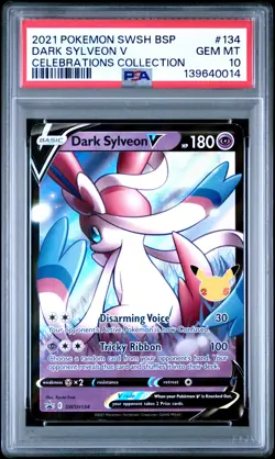 2021 POKEMON SWSH BLACK STAR PROMO CELEBRATIONS COLL #134 DARK SYLVEON V PSA 10 - Image 1