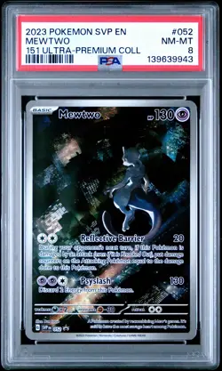 2023 POKEMON SVP EN-SV BLACK STAR PROMO 151 ULTRA-PREM COLL #052 MEWTWO PSA 8 - Image 1