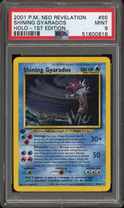 PSA 9 MINT Shining Gyarados 65/64 1st Edition Neo Revelation Holo Pokemon Card - Image 1