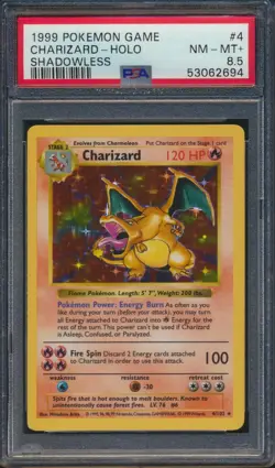 1999 Pokemon Game Shadowless Charizard #4 Holo PSA 8.5 - Image 1