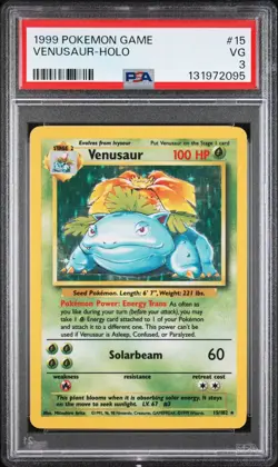1999 Pokemon Game Venusaur-Holo #15 PSA VG 3 - Image 1