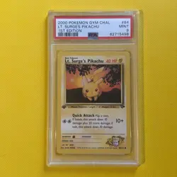 Pokemon 1st Edition Lt. Surge's Pikachu 84/132 Gym Challenge Common PSA 9 - Image 1