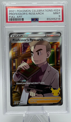 2021 POKEMON CELEBRATIONS #024 PROFESSOR'S RESEARCH (Oak) FULL ART PSA 9 MINT - Image 1