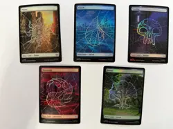 Full Art SpiderMan Lands MTG Foil Set of 5 - Image 1