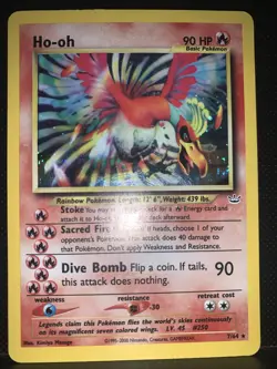 Pokemon TCG Ho-Oh Neo Revelation Holo Card 7/64 Komiya Masago Damaged Vintage - Image 1