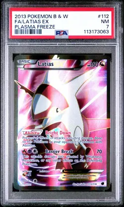 2013 POKEMON B&W PLASMA FREEZE #112 FULL ART/LATIAS EX PSA 7 - Image 1
