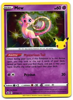 Mew 011/025 - Celebrations Rare Pokemon TCG Holo - LP Card - Image 1