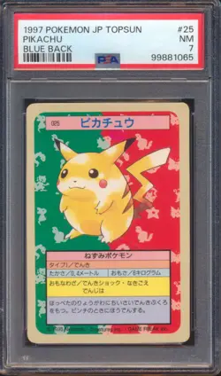 1997 POKEMON JAPANESE TOPSUN PIKACHU BLUE BACK #25 PSA 7! - Image 1