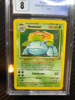 Venusaur Holo 1999 Pokemon Base Set 15/102 CGC 8 Near Mint - Mint WOTC RARE - Image 1
