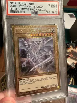 2017 Yu-Gi-Oh! Blue-Eyes White Dragon (Gold Secret Rare) MVP1 1st Edition PSA 9 - Image 1