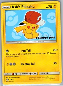 Ash's Pikachu SM113 SM Promos - Pokemon Card - NM - Image 1