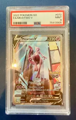 2022 Pokemon Go Mewtwo V 072/078 Full Art PSA 9 Mint - Image 1