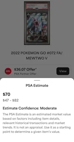 2022 Pokemon Go Mewtwo V 072/078 Full Art PSA 9 Mint - Image 2