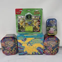 Pokemon TCG Lot Ascended Heroes 1 ETB 2 Mega EX Tins 1 Paldea Friends Mini Tins - Image 1