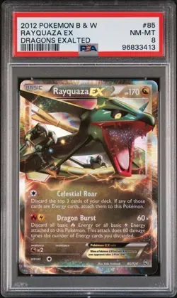 2012 Pokemon B&W Rayquaza EX Dragons Exalted PSA 8 - Image 1