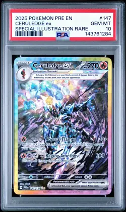 Ceruledge ex 2025 Pokemon SV Prismatic Evolutions #147 SIR PSA 10 - Image 1