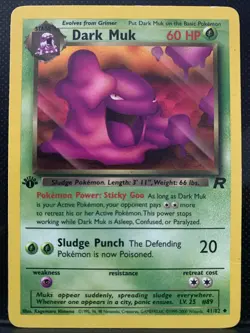 Pokemon TCG Dark Muk 1st Edition 41/82 Damaged Kagemaru Himeno Vintage - Image 1