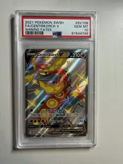 Pokemon Centiskorch V Shiny Holo Rare Shining Fates SV108/SV122 Holo PSA 10 - Image 1