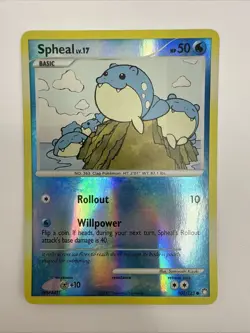 Spheal 102/123 Mysterious Treasures Reverse Holo Common Pokemon Card - Image 3