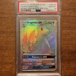 2018 Pokemon Dragon Majesty Dragonite GX Hyper Rainbow Promo Card SM156 PSA 10 - Image 1