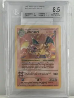 1999 Pokemon Base Set Shadowless #4 Charizard Holo Rare BGS 8.5 NM-MT+ - Image 1