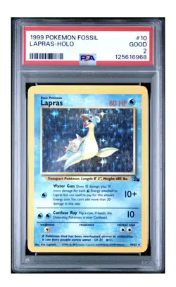 Pokemon TCG Lapras Fossil Holo Rare Unlimited PSA 2 1999 10/62 - Image 1