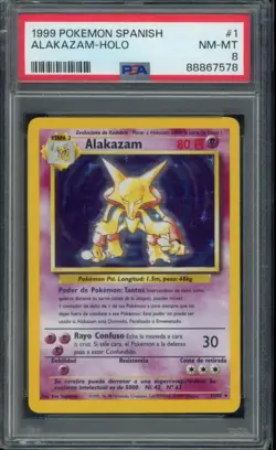 1999 Pokemon Spanish Base Set Alakazam Holo #1 PSA 8 - Image 1