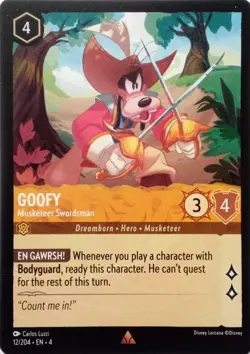 12/204 GOOFY MUSKETEER SWORDSMAN URSULAS RETURN RARE DISNEY LORCANA CARD - Image 1