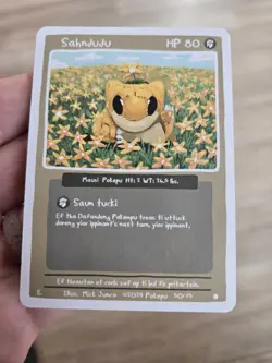 Pokepu S1, 1st Ed. - Sahndudu Sandshrew - Pokemon Fan Art & Derpy Parody Card - Image 1