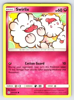 Swirlix 153/236 2019 S&M Cosmic Eclipse Pokemon Card TCG Non Holo Common Nm/Vlp - Image 1
