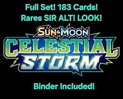 Pokemon Sun & Moon Celestial Storm FULL SET 183 Cards! Rares Holos W/Binder! - Image 1