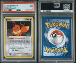 2005 Pokemon EX Unseen Forces Eevee Reverse Foil #55 PSA 7 NM - Image 3