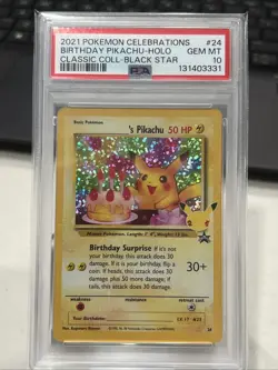 2021 Pokemon Celebrations Birthday Pikachu-Holo Coll-Black Star #24 PSA 10 - Image 1