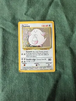 Pokemon TCG Base Set Chansey Holo 3/102 Unlimted Damaged WOTC - Image 1
